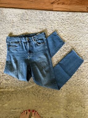 H&M Dark Blue High-Waist Straight Jeans